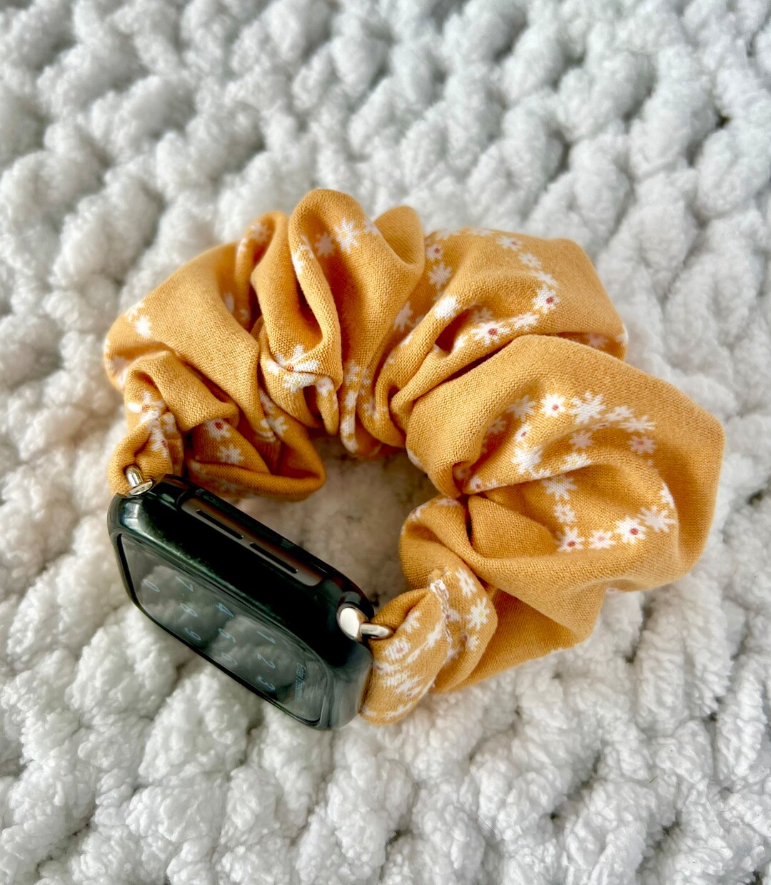 Apple Watch Band Yellow Floral Peace Sign Scrunchie Watch Band Great to