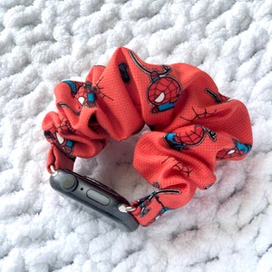 Apple Watch Band | Spider-Man Scrunchie Watch Band Cotton | Great to give as gifts! 38/40/41mm & 42/44/45mm Size | Chunkie Scrunchie
