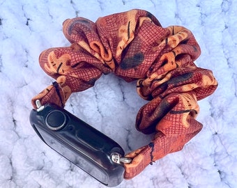 Apple Watch Band | Autumn Leaves and Acorns Scrunchie Watch Band | Great to give as gifts! 38/40/41mm & 42/44/45mm size | Chunkie Scrunchie