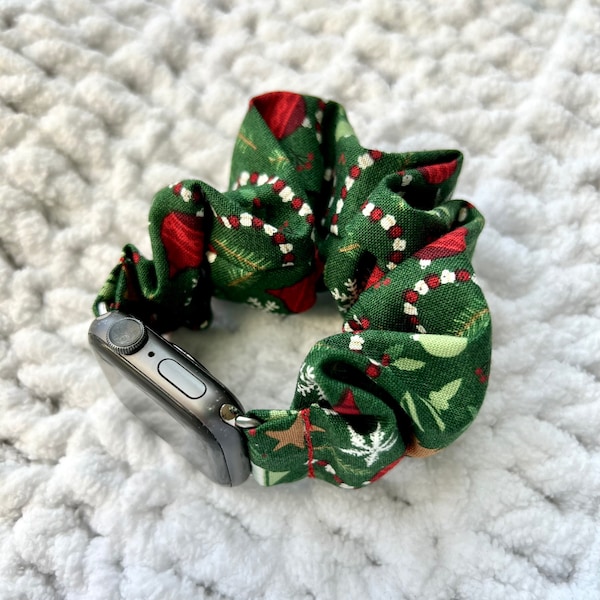 Apple Watch Band | Christmas Ornaments Garland Scrunchie Watch Band | Great for Christmas! 38/40/41mm & 42/44/45mm Size | Chunkie Scrunchie