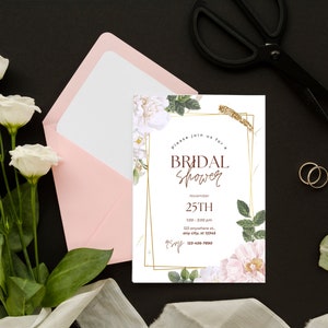 Brautparty, Hochzeitskarten, Einladungsvorlage, anpassbare Karte, bearbeitbare Vorlage, druckbare Einladung, druckbare Karten, digital