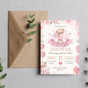 Babyparty lädt ein, Babyparty Themen, blauer Ballon, Dusche Einladung, anpassbare Karte, druckbare Einladung, Einladung Vorlage