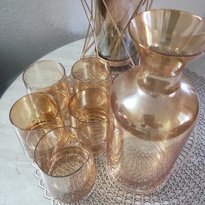 Carafe - RARE - Glass ware Crystal - Diamant - Water - Wine - Whiskey - Geometric - Bar Set with Four Glasses - Premium