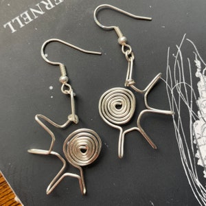 Half Sun Spiral Earrings - Sun Earrings Spiral Silver Earrings Solstice Earrings Pagan Spiral Silver Gold Wire Earrings Gift for Women