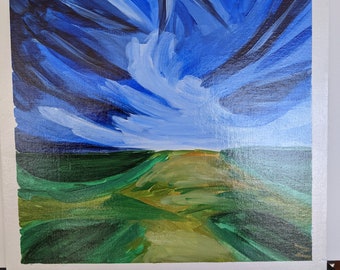 expressionistic clouds and landscape