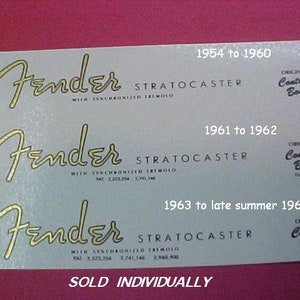 Two Vintage and Reproduction Guitar Headstock Waterslide Decals  Real Metallic Gold and Black inks. Two per order Most styles available!