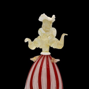 Vintage Venetian Murano Ruby Red Gold Women Art Glass Figurine Dancing, Rococo figures, Murano Glass, Emmegi Italy
