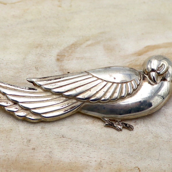 Bird Sterling Silver Brooch Pin Signed Norseland by Coro, Silver Bird Brooch Vintage Designer Brooch, Norseland Brooch Pin