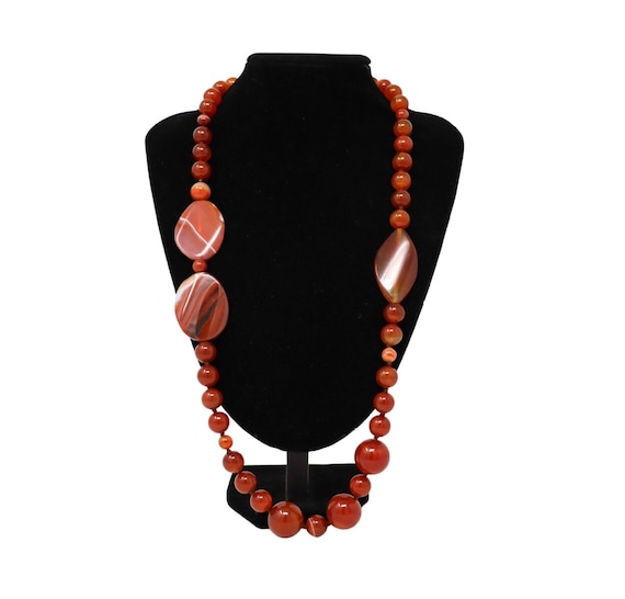 Natural Agate Carnelian Ethnic Gemstone Beaded Ne… - image 1