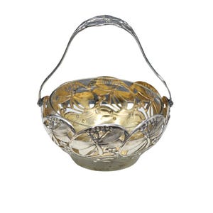 WMF Silverplate Handled Basket with Dragonflies Glass Liner