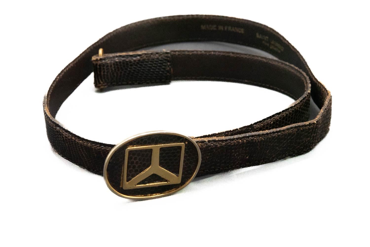 ヴィンテージ イヴ・サンローラン レザーベルト：ブラック＆ゴールド