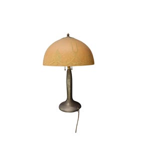 Antique Handel Art Glass Table Lamp: Art Nouveau Floral Shade
