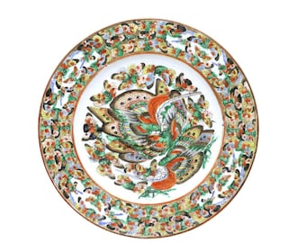 Antique Famille Rose Porcelain Plate: Thousand Butterfly Motif, Hand-Painted Collectible