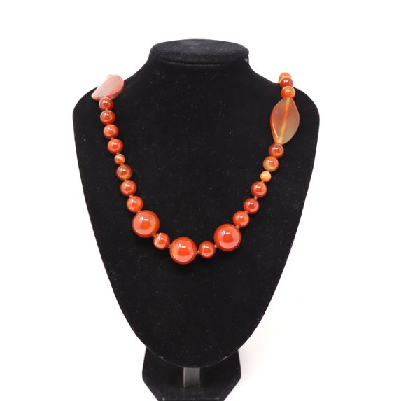 Natural Agate Carnelian Ethnic Gemstone Beaded Ne… - image 2