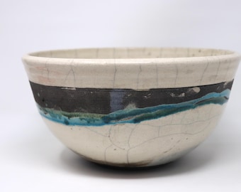 Vtg. Raku Pottery Vase Bowl Signed Paul Johnson Canada