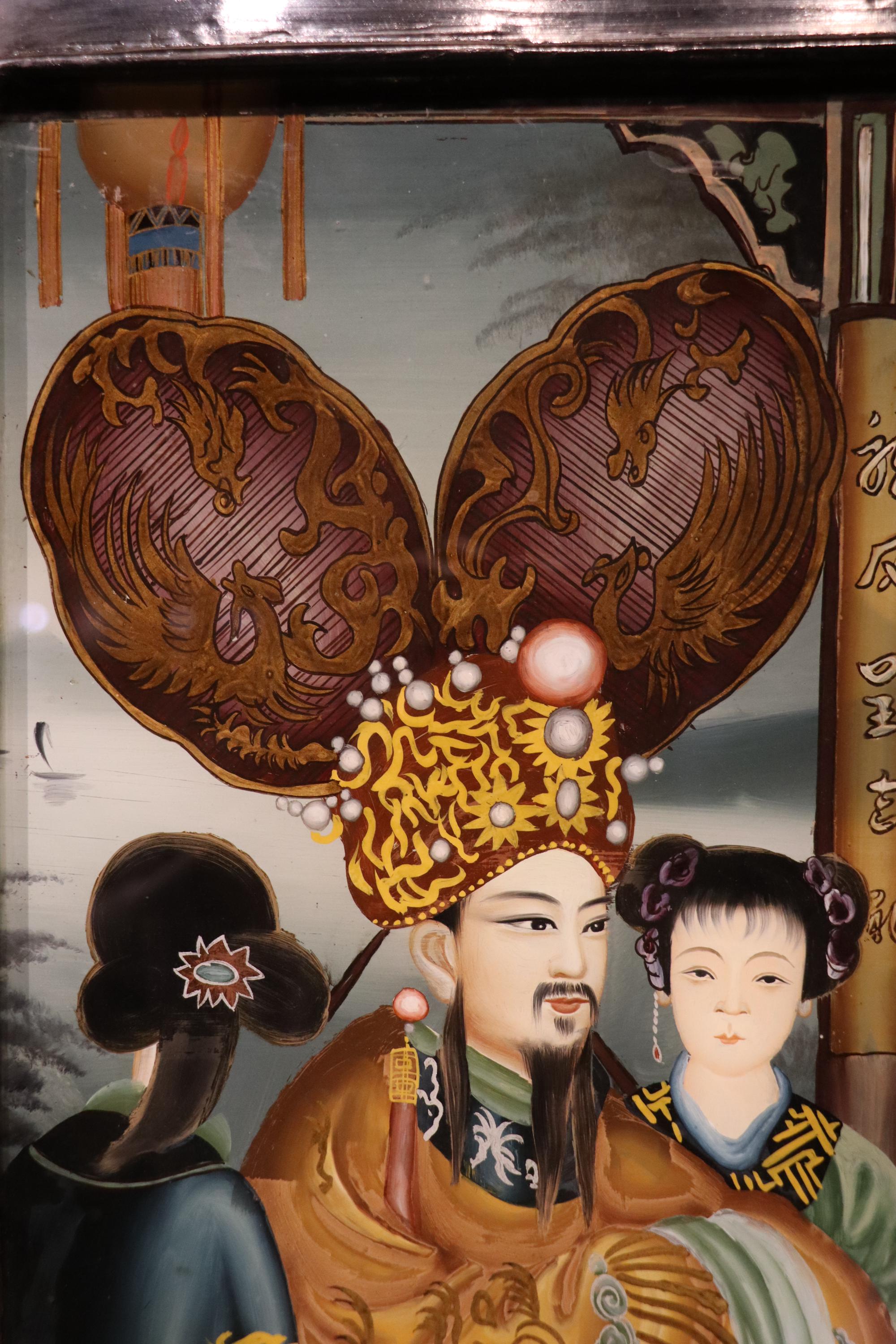 アンティークの大きな中国製逆ガラス絵、1900年頃 - Etsy 日本