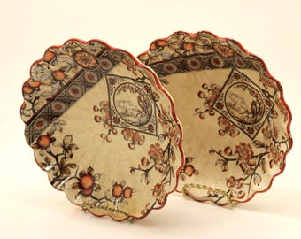 Plato antiguo Ridgways Dado, loza transferida, 8 1/4" de diámetro, Rd. No. 20250, c. 1885-1890 #4