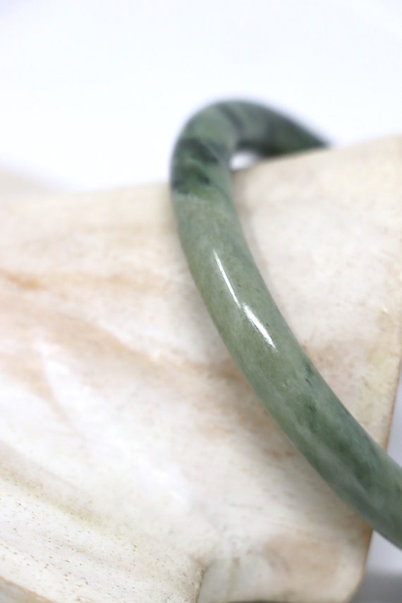 Vintage Chinese Nephrite Jade Round Bangle Bracel… - image 5