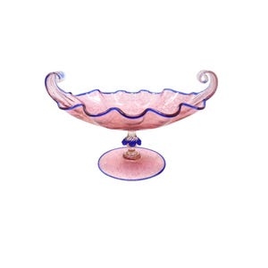 Cuenco de pedestal central de cristal artístico veneciano de Murano, atribuido a Salviati