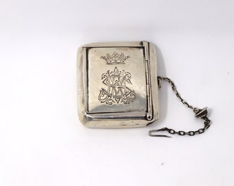 Antique Sterling Silver Match Box, Lighter Stick box, SM Insignia