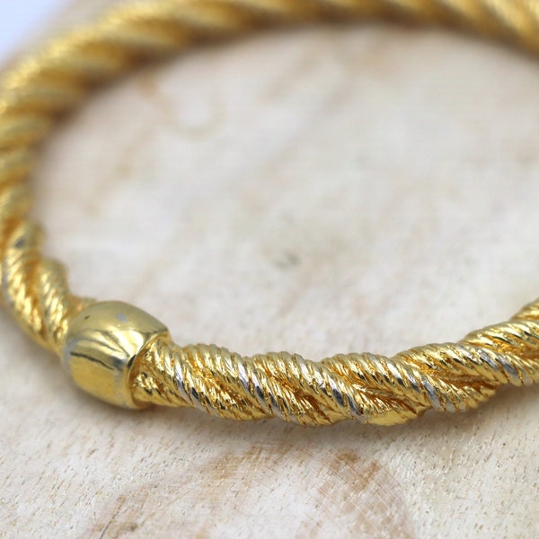 Vintage Christian Dior Gold Plated Torsade Twisted Bangle Bracelet, Vintage Designer Bracelet Jewelry