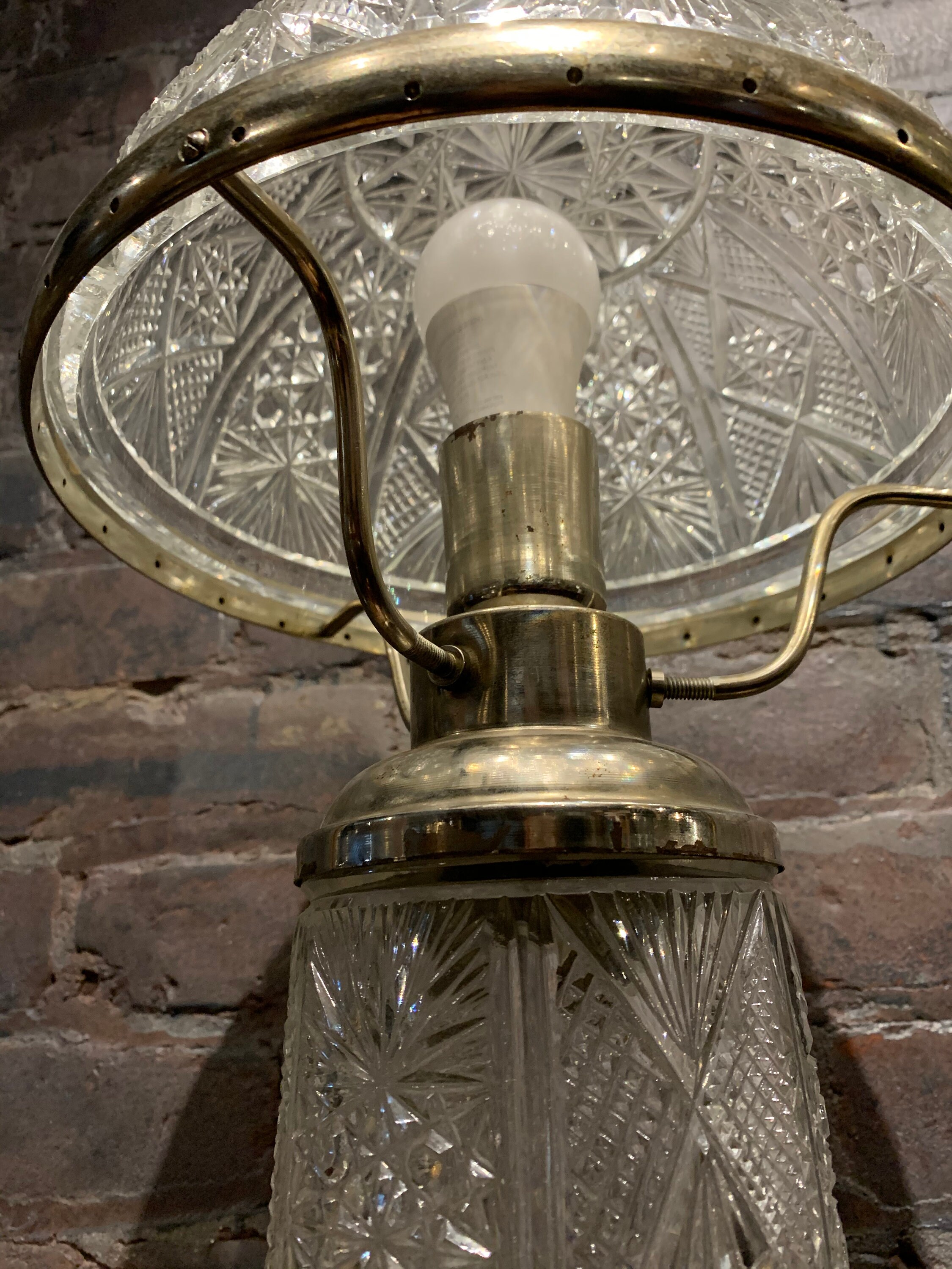 AMERICAN Antique Deep Cut Crystal Lamp & Shade Rare Crystal Etsy