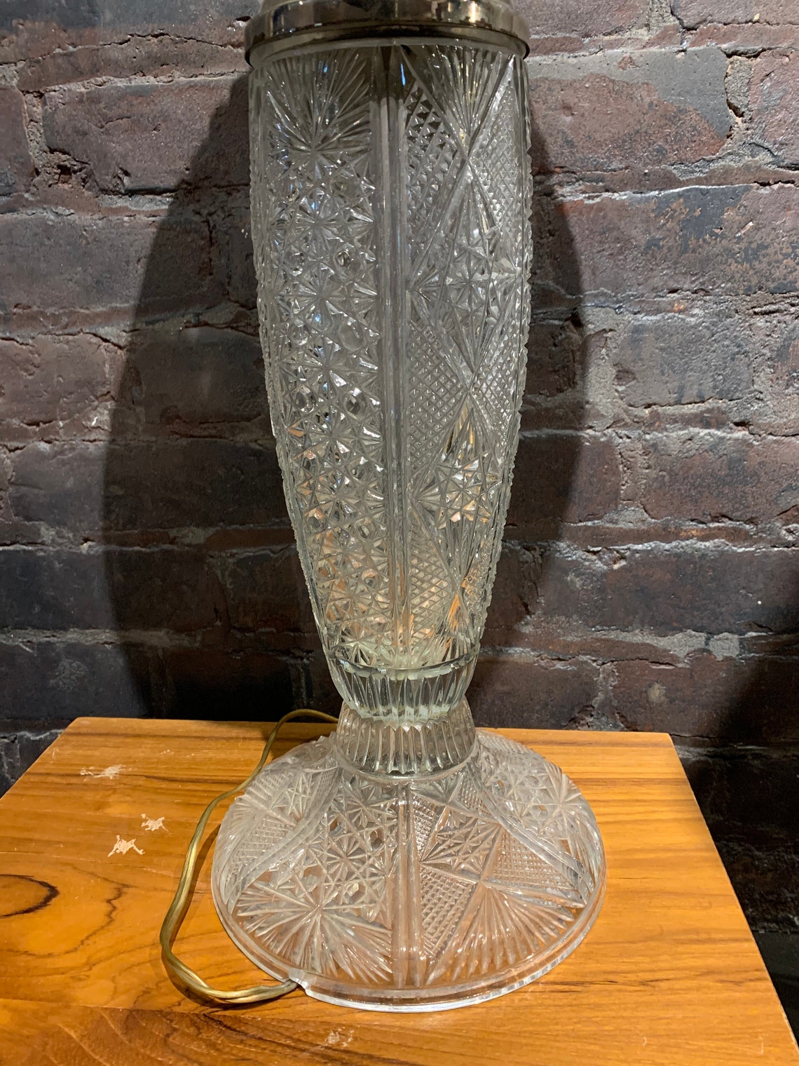 AMERICAN Antique Deep Cut Crystal Lamp & Shade Rare Crystal Etsy