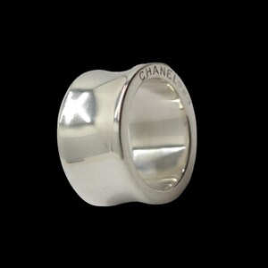 Authentic CHANEL Sterling Silver Wide Band Ring - US 7.5, 17.1g