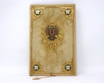 Imperial Invitation to Emperor's Jubilee Shooting, Royal Austrian Hungarian Gold Plated Book on behalf of His Majesty Emperor Franz Josef I