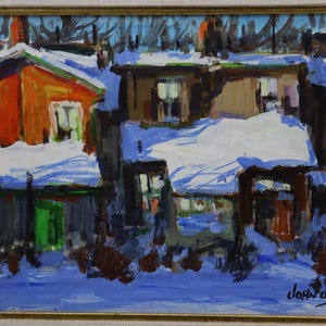 John Joy &#39;Winter Back Lane&#39; Oil Painting: Mid-Century Canadian Art