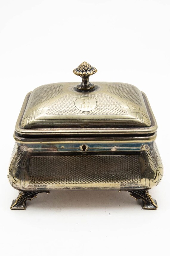 Antique Austrian Vermeil Jewelry Box: J.L. Hermann Silver-plated
