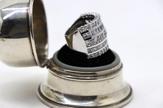 Sterling Silver Five Row Zirconium Ring - Baguett… - image 2