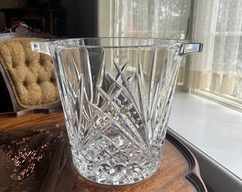 Cubo de hielo de cristal tallado vintage, elegante diseño de estrella, asas de vidrio transparente pesado, centro de mesa de bar, idea de regalo, exhibición, encanto atemporal