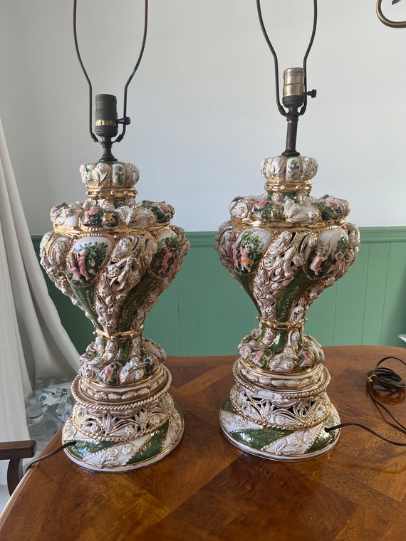 イタリア製 ロココ調 ヴィンテージ 天使のランプ イタリア製 ロココ調