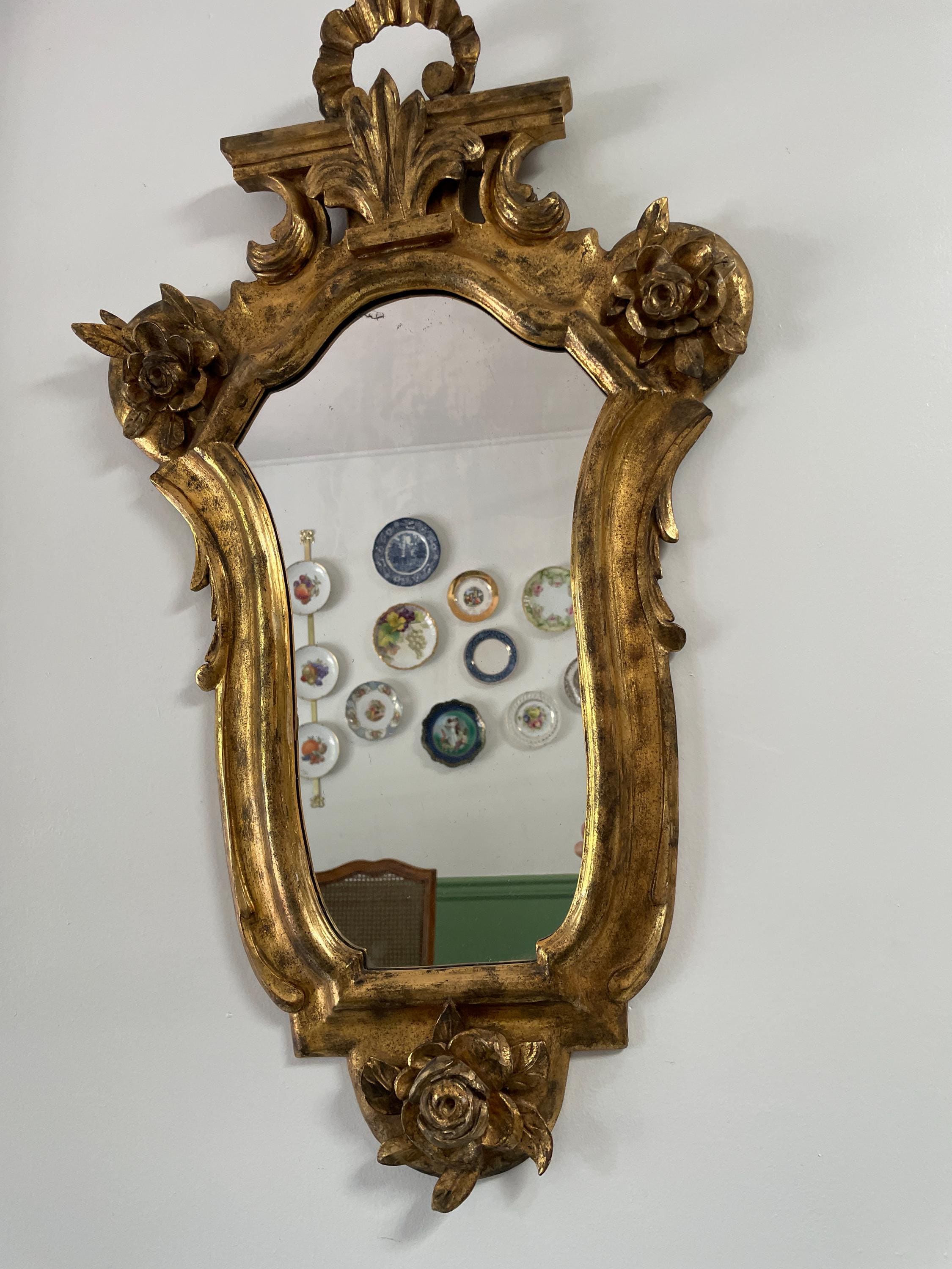 リボンモチーフ　壁掛け　鏡　蚤の市 Ribbon Carved Mirror - Etsy