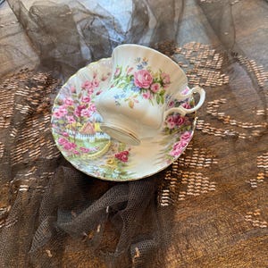 Vintage Royal Albert English Fine Bone China Tea Cup and Saucer  Cottage Garden Roses Design Coffee Cup Saucer Floral Design Cup Saucer Set