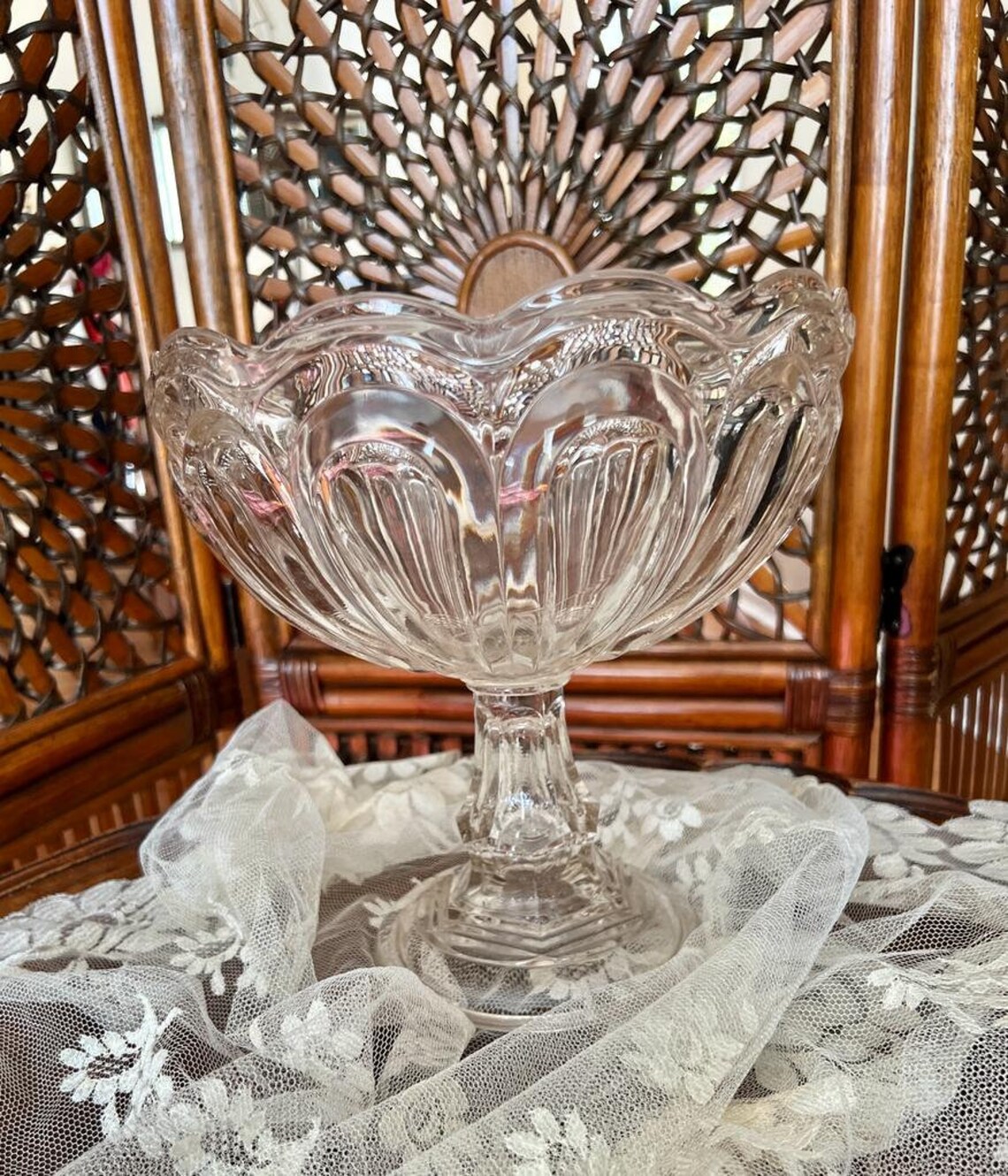 Clear Glass Compote With Pedestal Base. Serving Dish 12 - Etsy