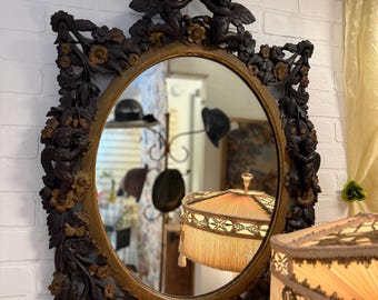Antique French Rococo Mirror Framed Hanging Wall Mirror