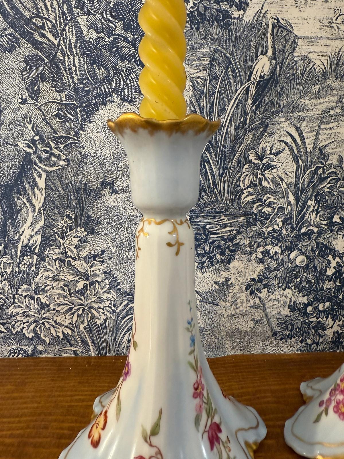 ヴィンテージ リモージュ フランス 磁器 キャンドルスティック 