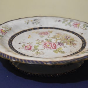 Collectible Antique Cake Plate Ironstone China Oriental Floral Platter Serving Dish Antique Hand Painted Round Plate Lunch Tableware Dish