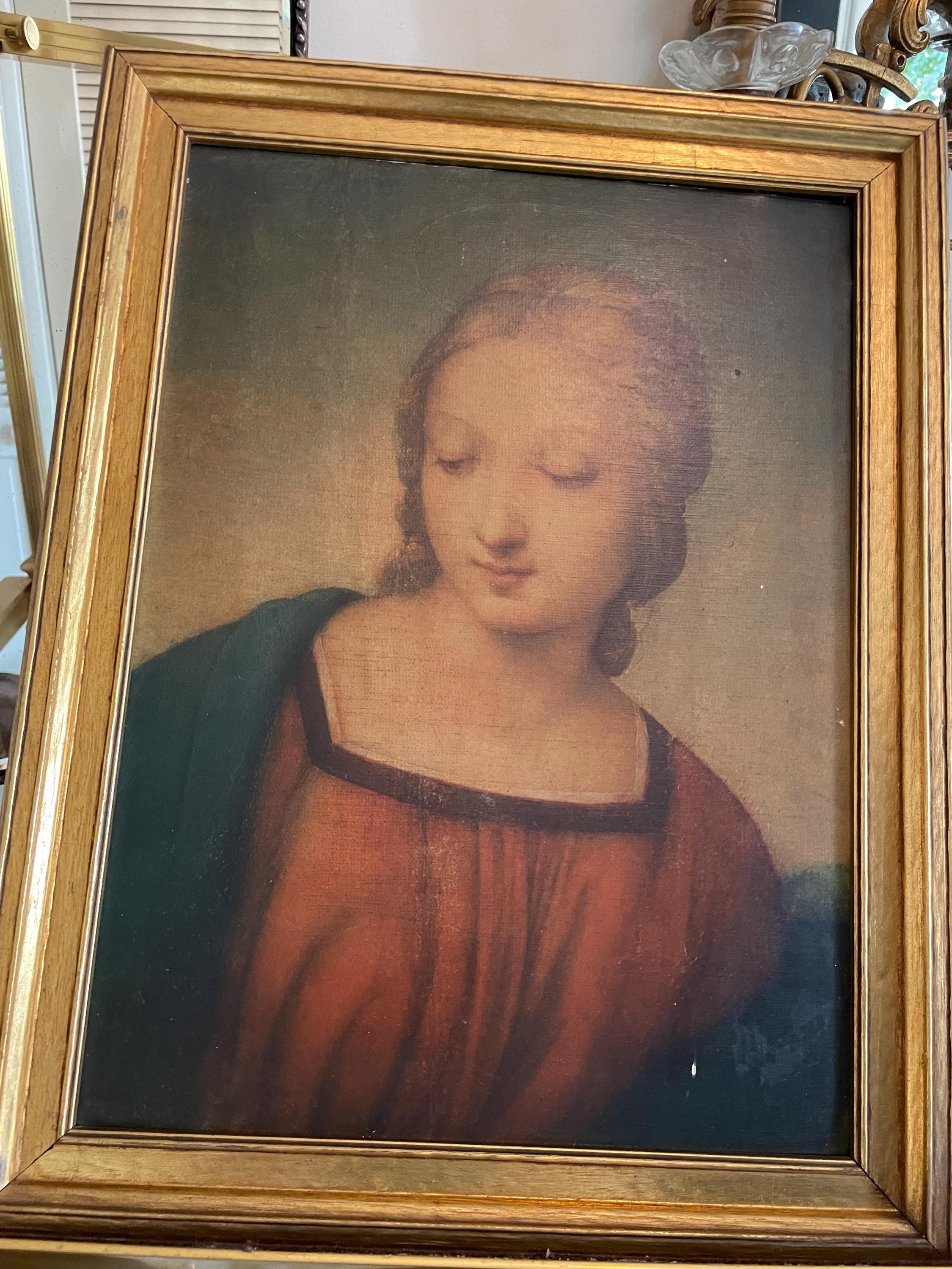 Vintage Framed Madonna Print Religious Wall Art Sacred Virgin Portrait ...