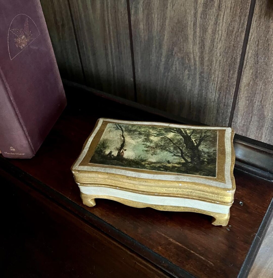 Florentine Style Jewellery Box Vıntage Gold Gilt Wood Vanity Etsy