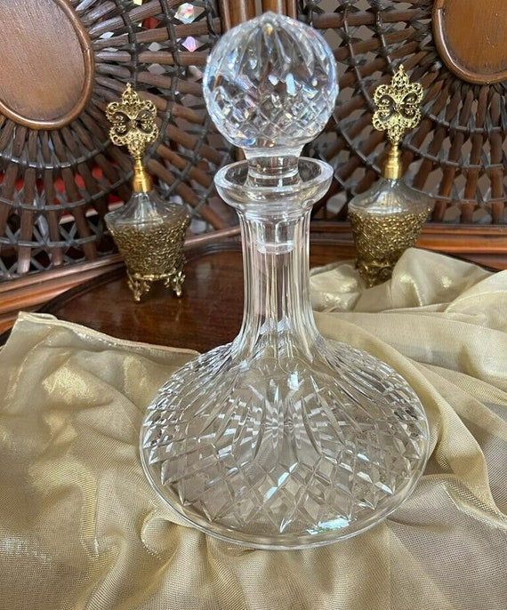 Vintage Largecut Crystal Decanter With Stopper Wine Cordial or Brandy  Barware 
