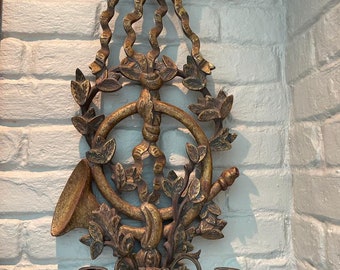 Pair of Early 20th Century Large Gilded Wood 2 Arm Wall Sconces From Italy
