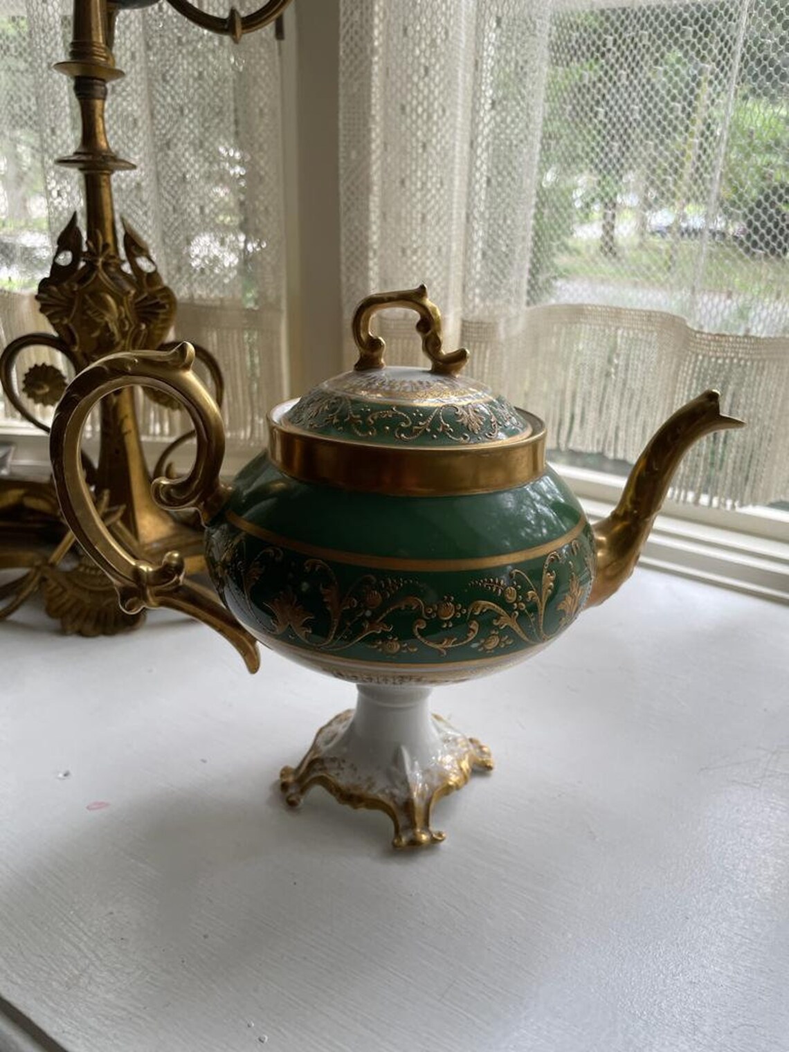 Rare Antique Limoges Green and Gold Hand Painted China Tea Set Etsy