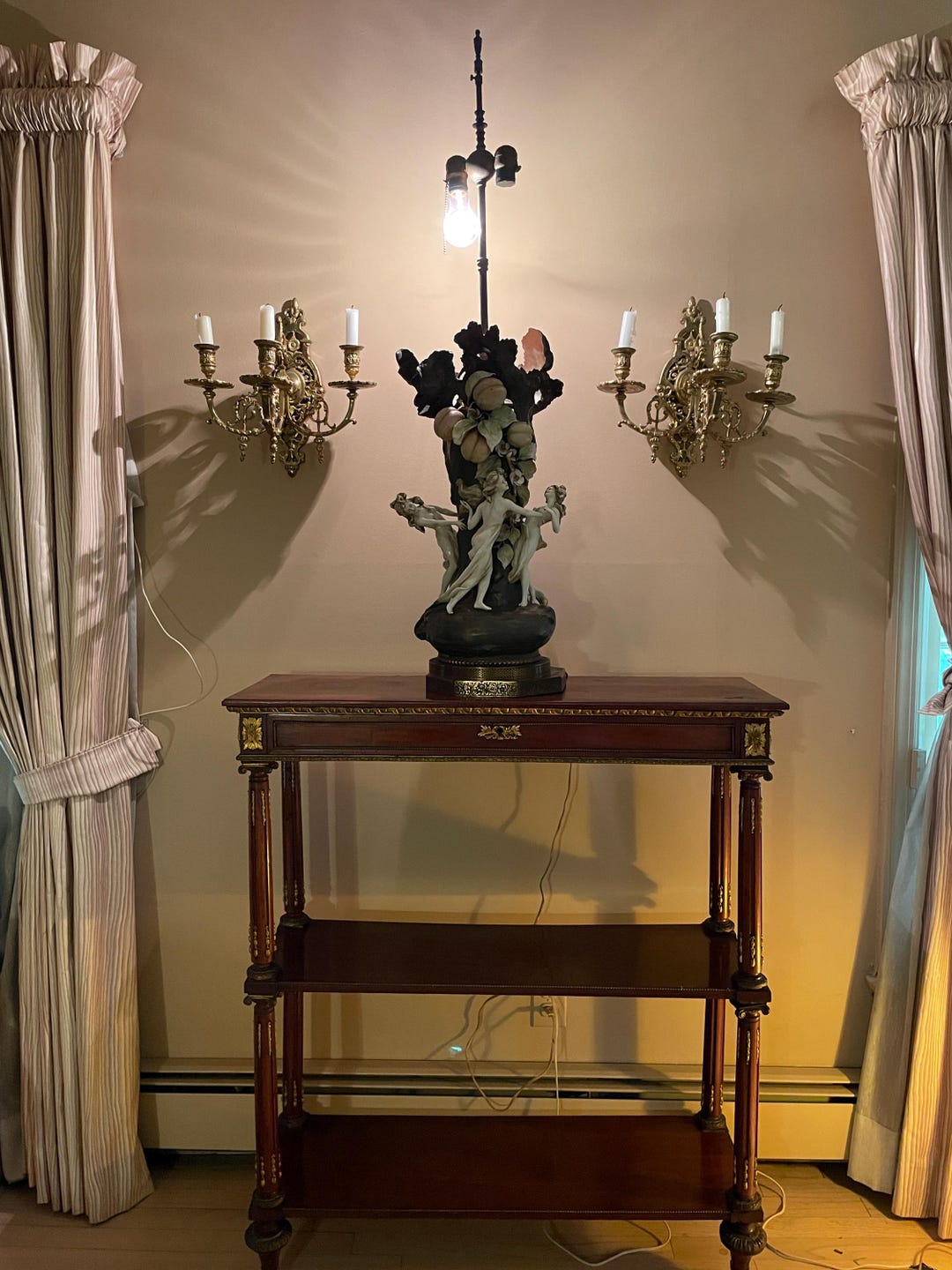 Art Nouveau German Porcelain Nymphs Figural Large Lamp - Etsy