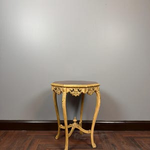Vintage Rococo Revival Carved Wood Accent Table, French Walnut Occasional Side Table