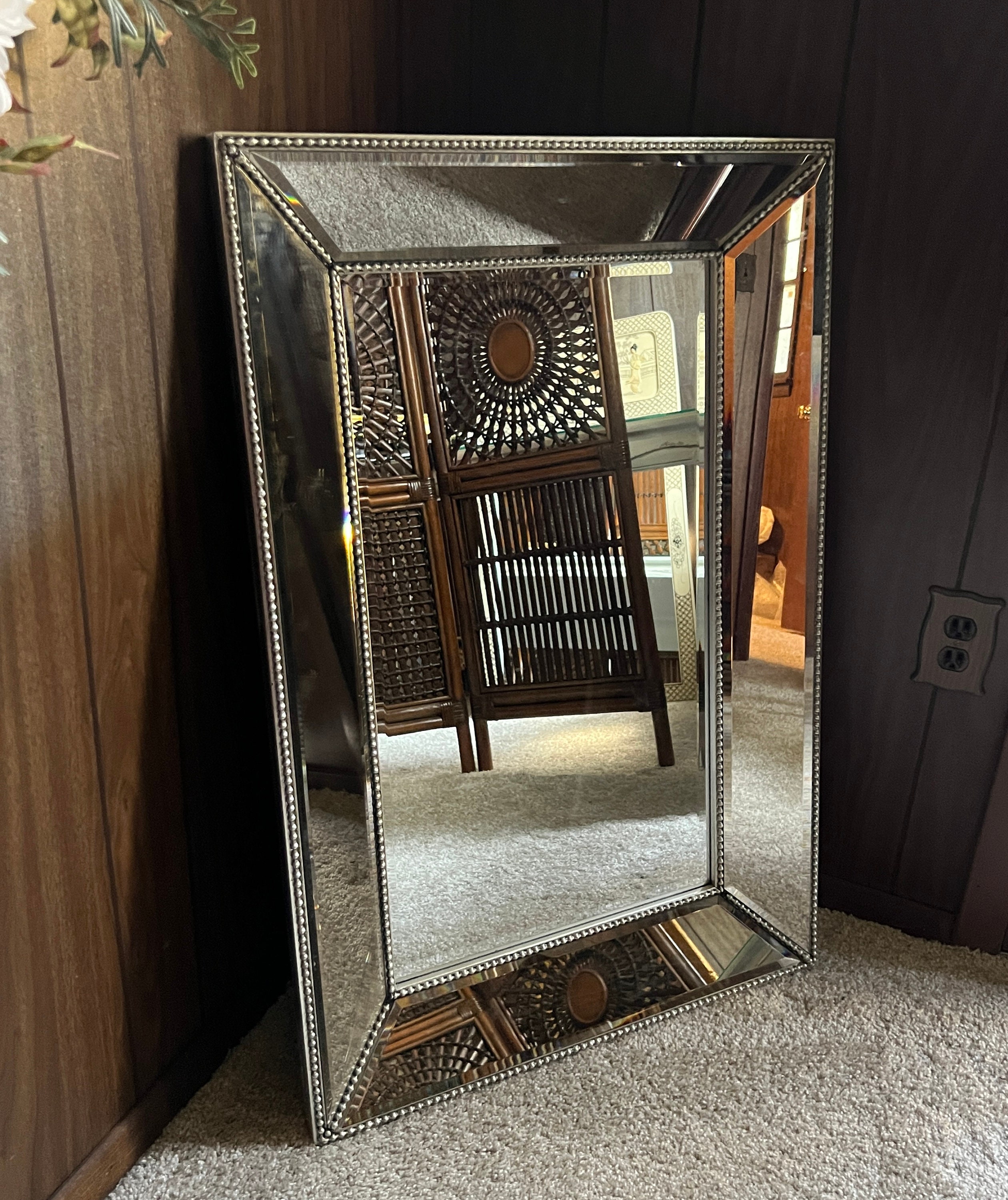 Modern Beveled Large Wall Mirror Vintage 1980s Etsy