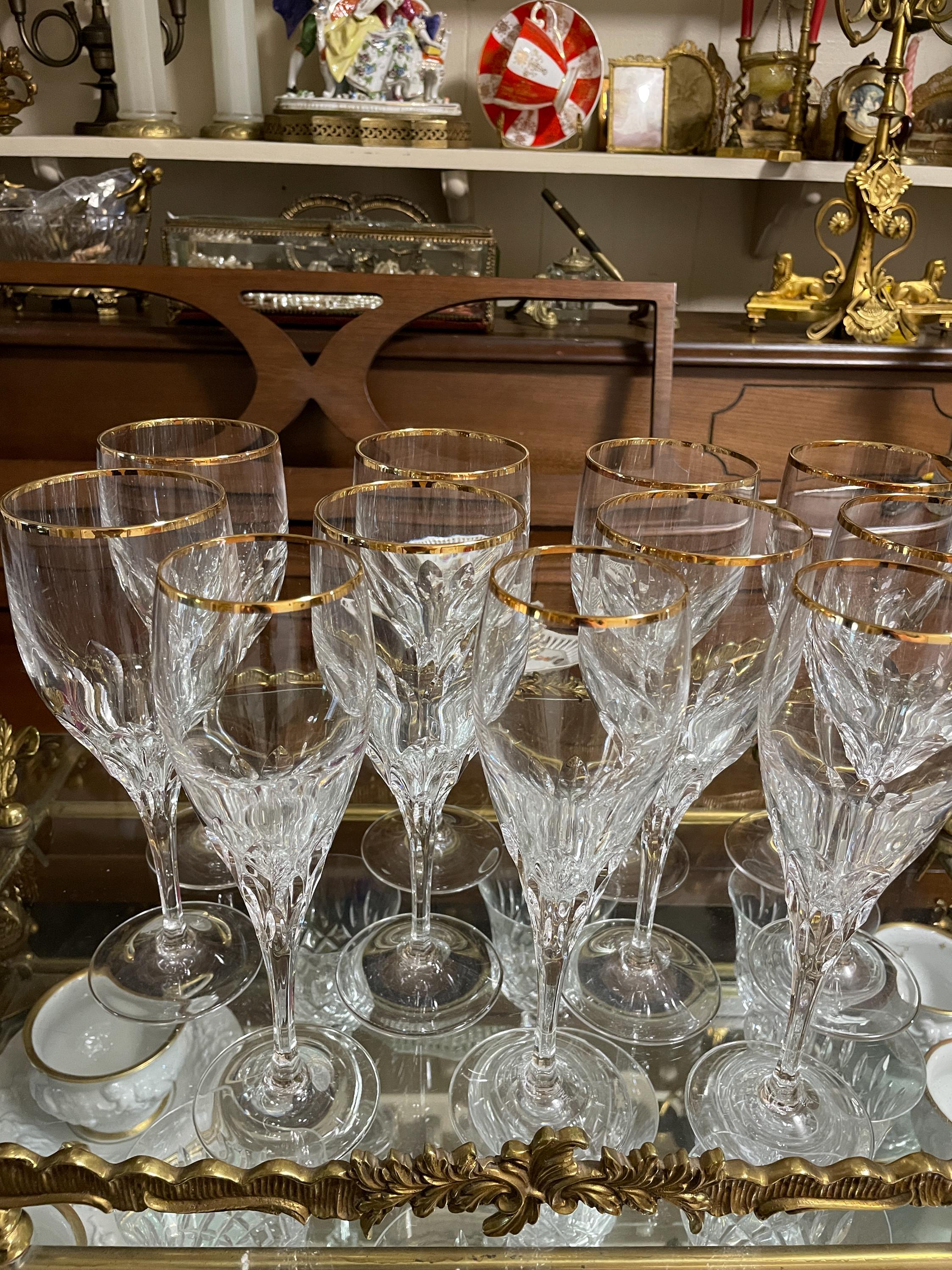 BOHEMIA/ボヘミア「金彩のワイングラス」６客●未使用 2939&frasl;▽ボヘミア 金彩精密装飾ワイングラス6客 ベネチアガラス レッド