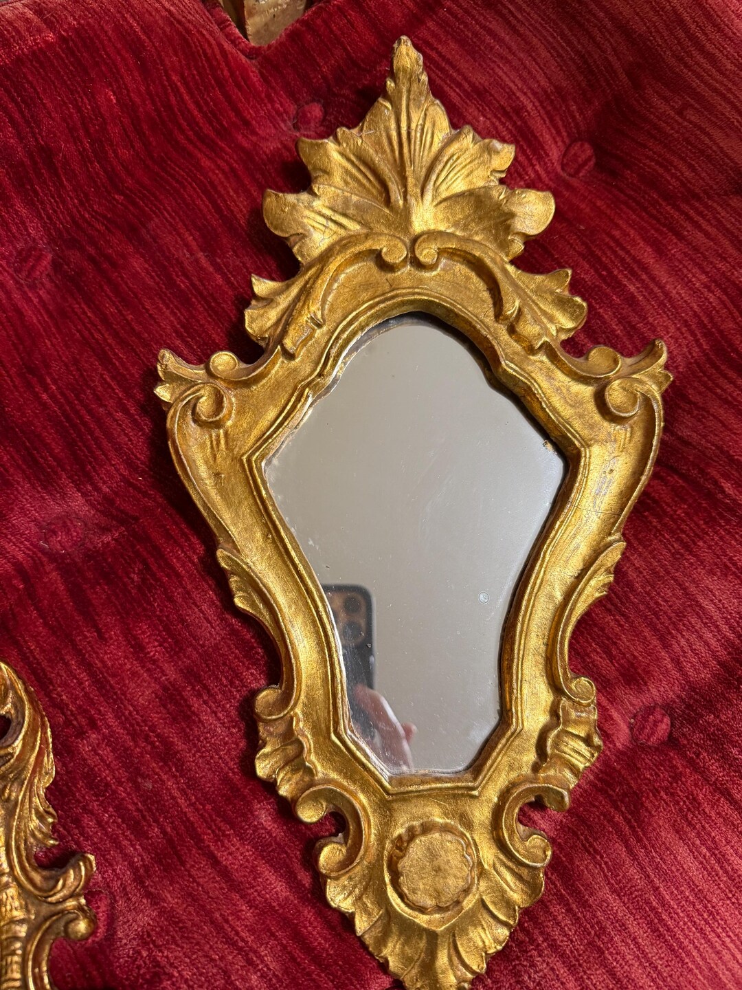 Baroque Style Oval Small Wall Mirror Ornate Gold Gilt Frame Distressed ...